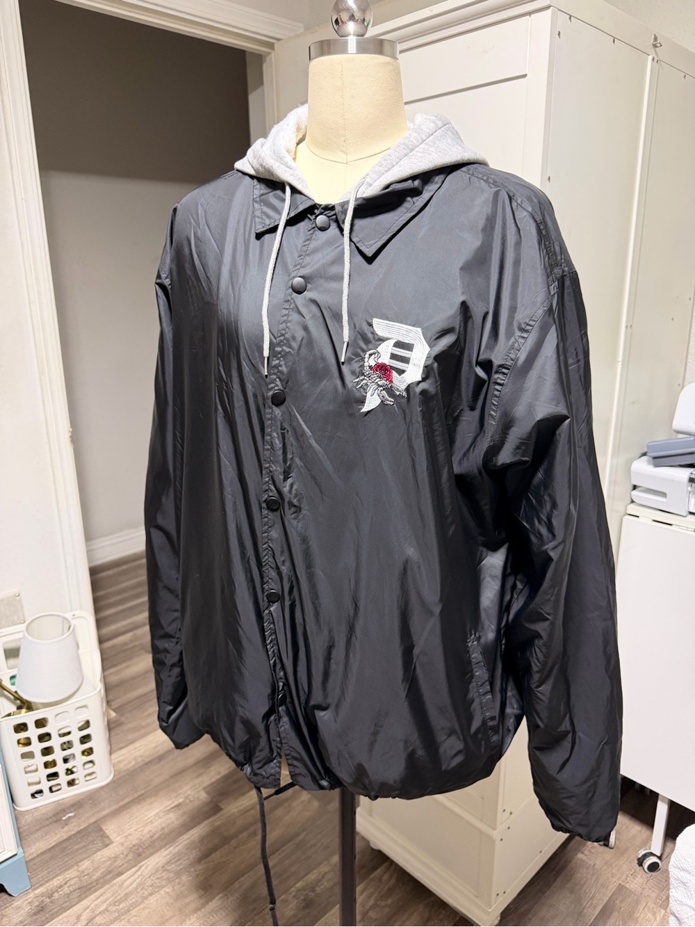 Primitive Black Windbreaker with Grey Hood